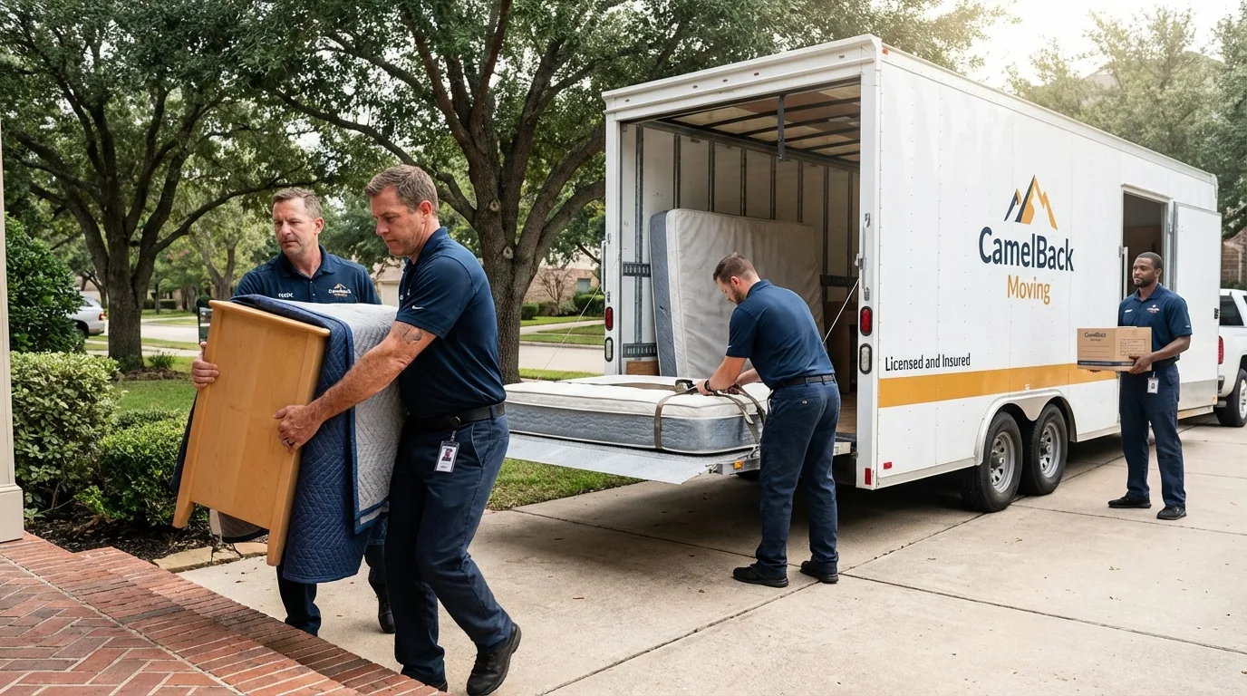Crew loading residential truck for cross-state move from Kula, HI
