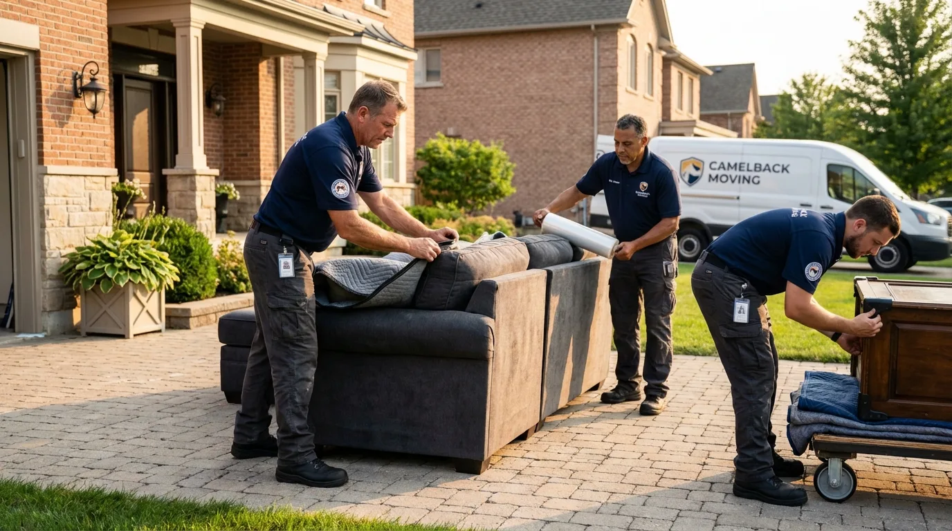 Large estate moving crew wrapping furniture in Kula, HI